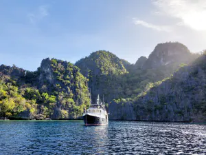 yacht anchored in tranquil Philippine bay